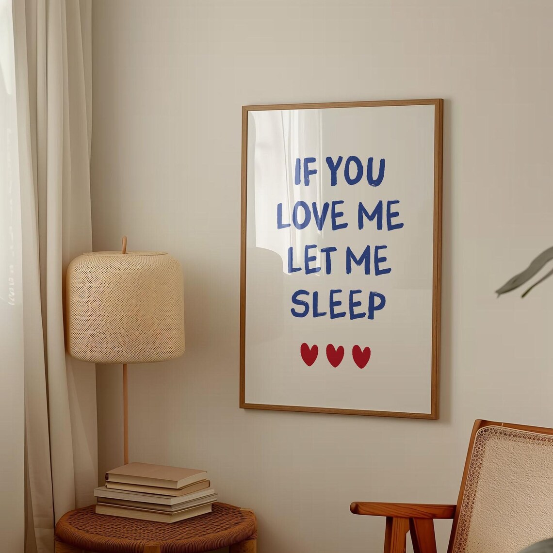 If You Love Me Let Me Sleep Bold Blue Funny Bedroom Quote Poster - Image 3