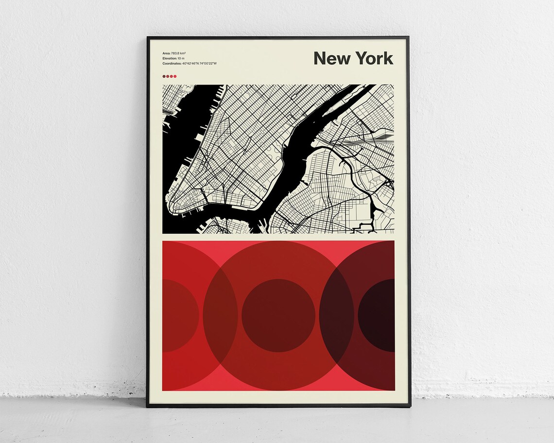 New York Reimagined Modern Map Poster