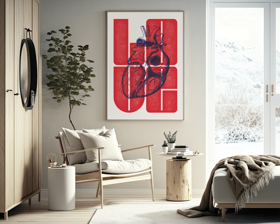 Love Anatomical Heart Typography Art Print - Image 2