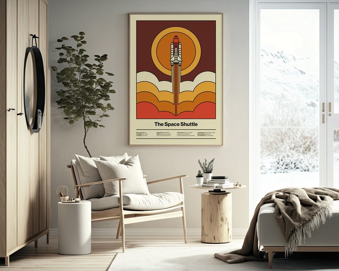 The Space Shuttle Retro Launch Sun Vintage NASA Style Art Poster - Image 2