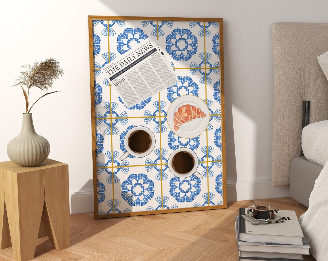 Vintage Style Italian Tile Coffee Wall Art Print