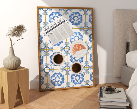 Vintage Style Italian Tile Coffee Wall Art Print