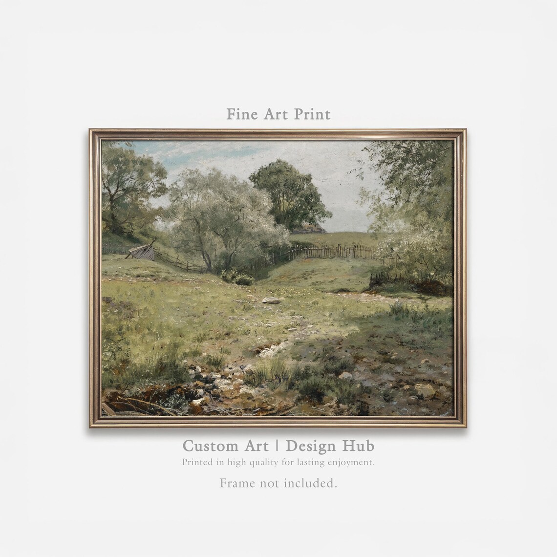 Countryside Oil Painting, Vintage Landscape Art Print