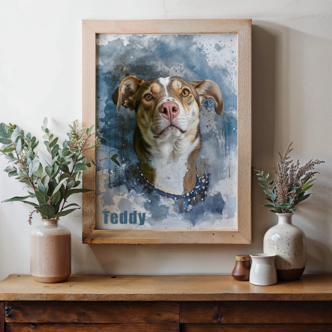 Custom Watercolor Dog Portrait Personalized Pet Memorial Poster