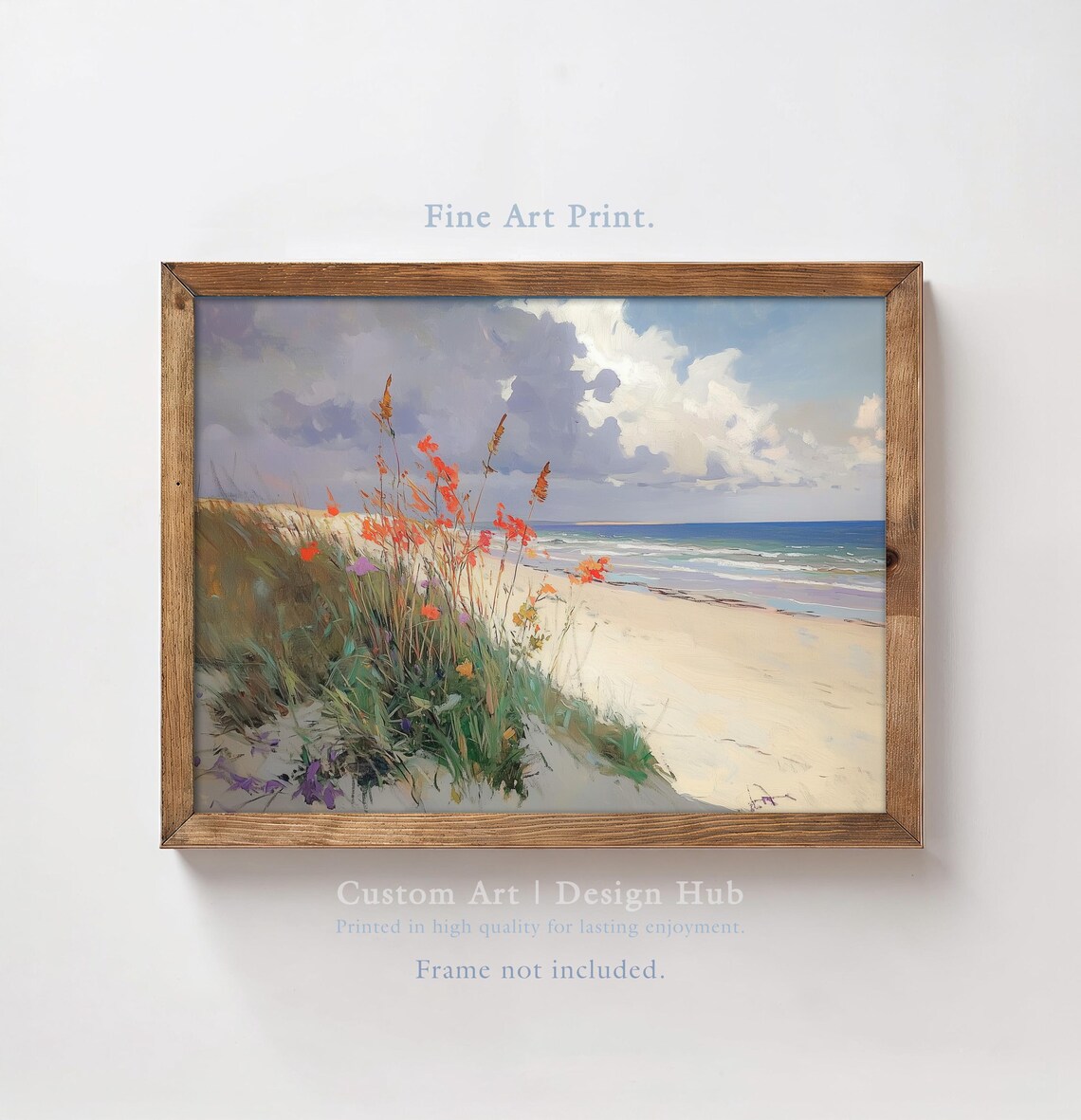 Coastal Wildflowers Beach Oil Painting Seaside Summer Art Poster