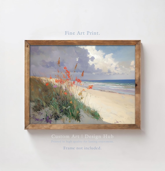Coastal Wildflowers Beach Oil Painting Seaside Summer Art Poster