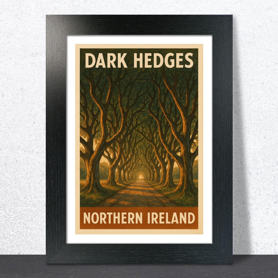 Dark Hedges Northern Ireland Vintage Travel Poster Beech Tree Tunnel