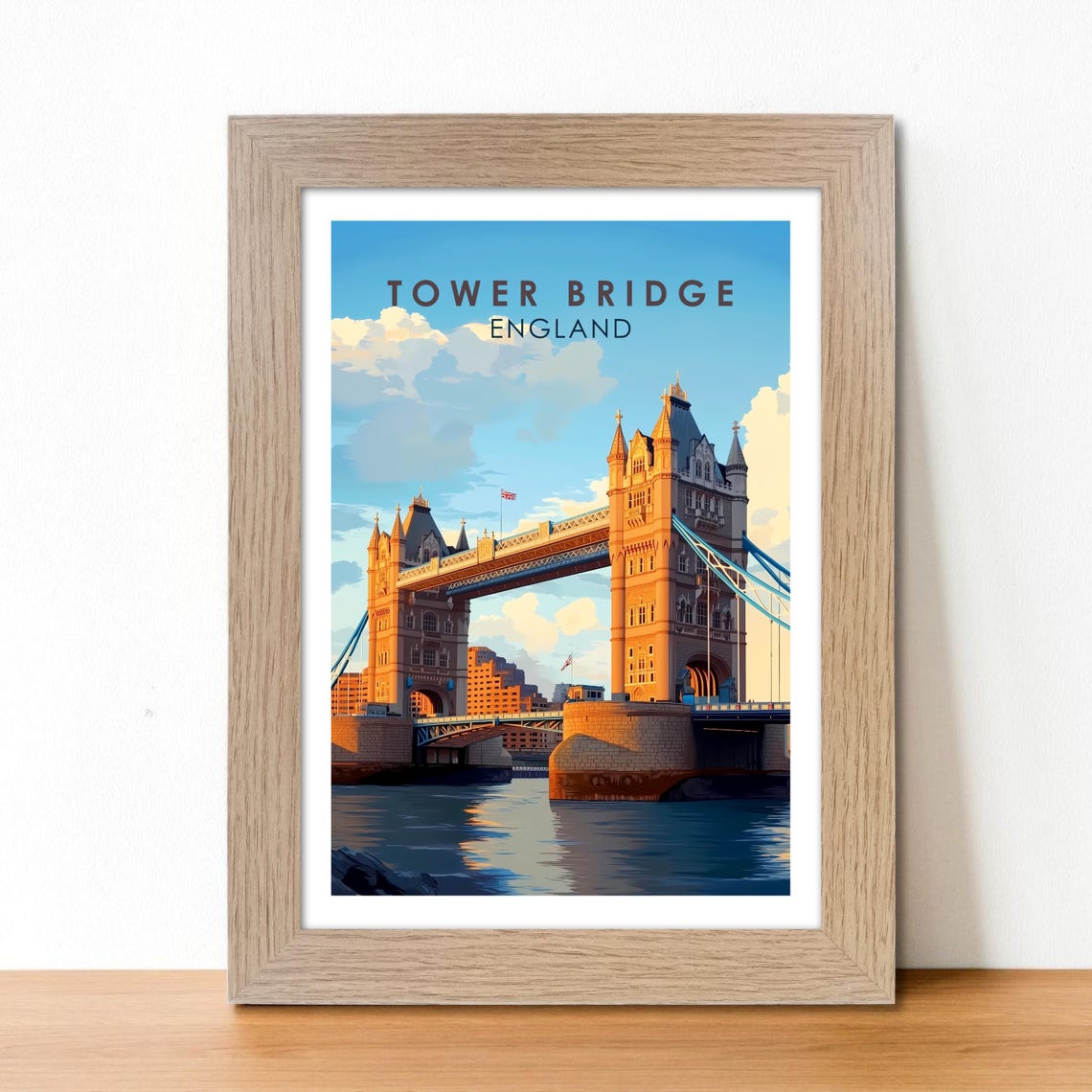Tower Bridge London England Sunset Thames Landmark Travel Poster