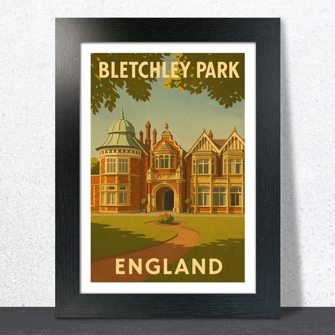Bletchley Park Vintage Travel Poster, England
