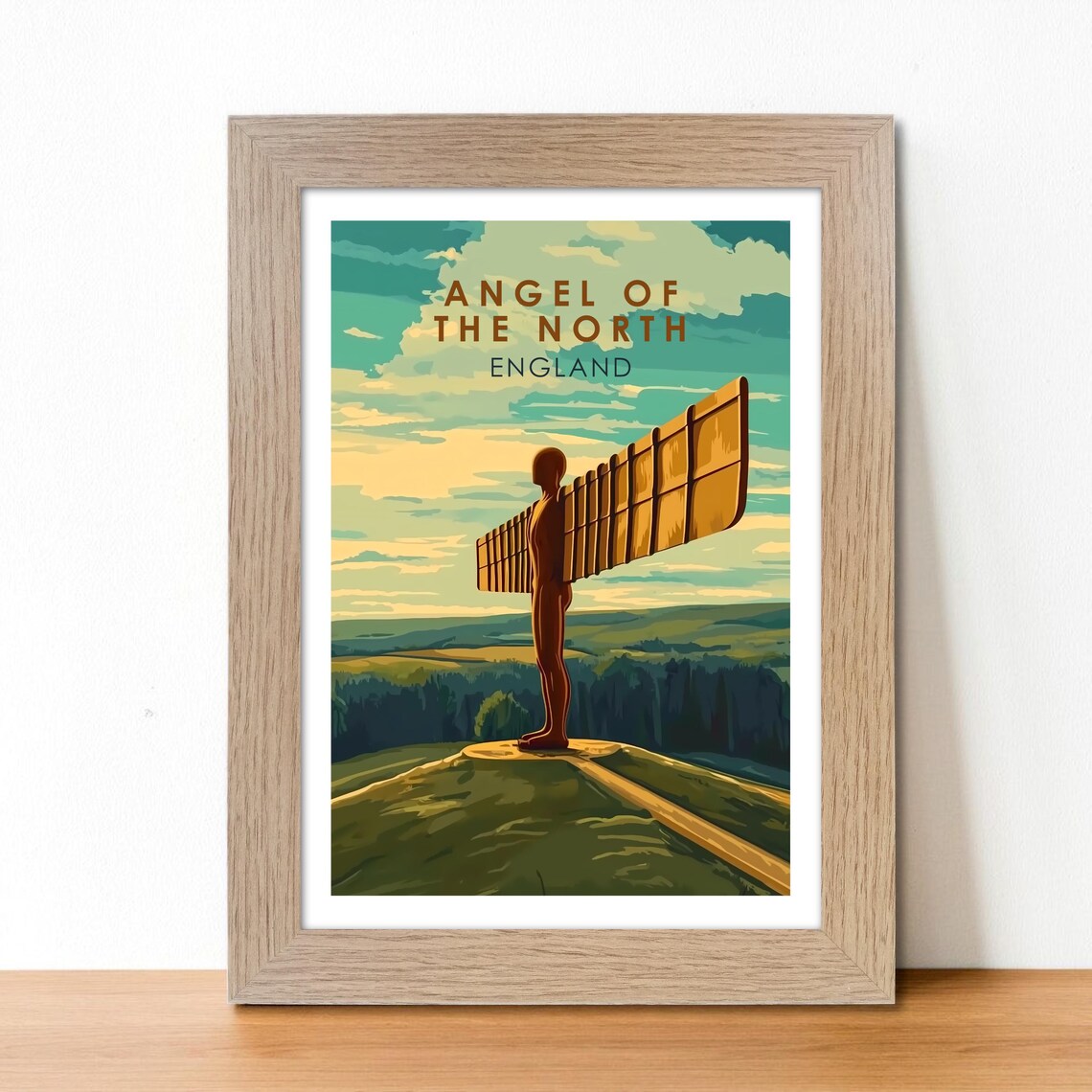 Angel Of The North Gateshead Vintage Travel Poster