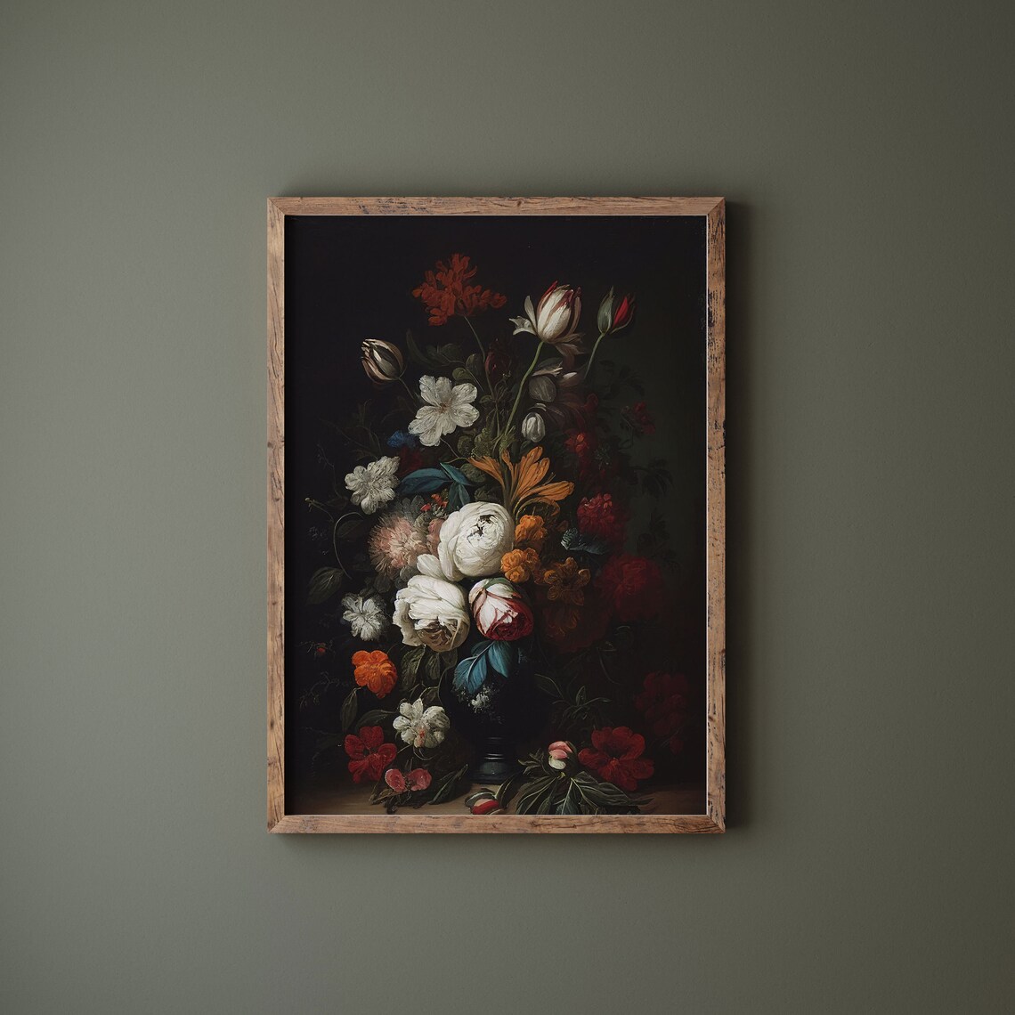 Dark Floral Painting, Moody Vintage Rose Art Print - Image 3