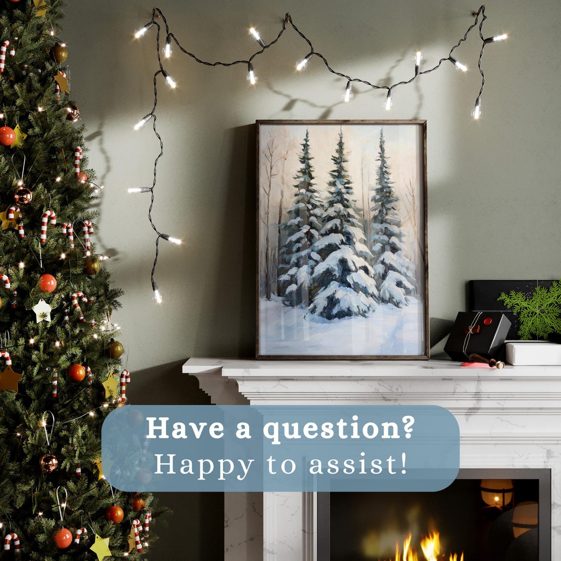 Three Snow Laden Pine Trees Soft Winter Light Christmas Holiday Poster - Image 2