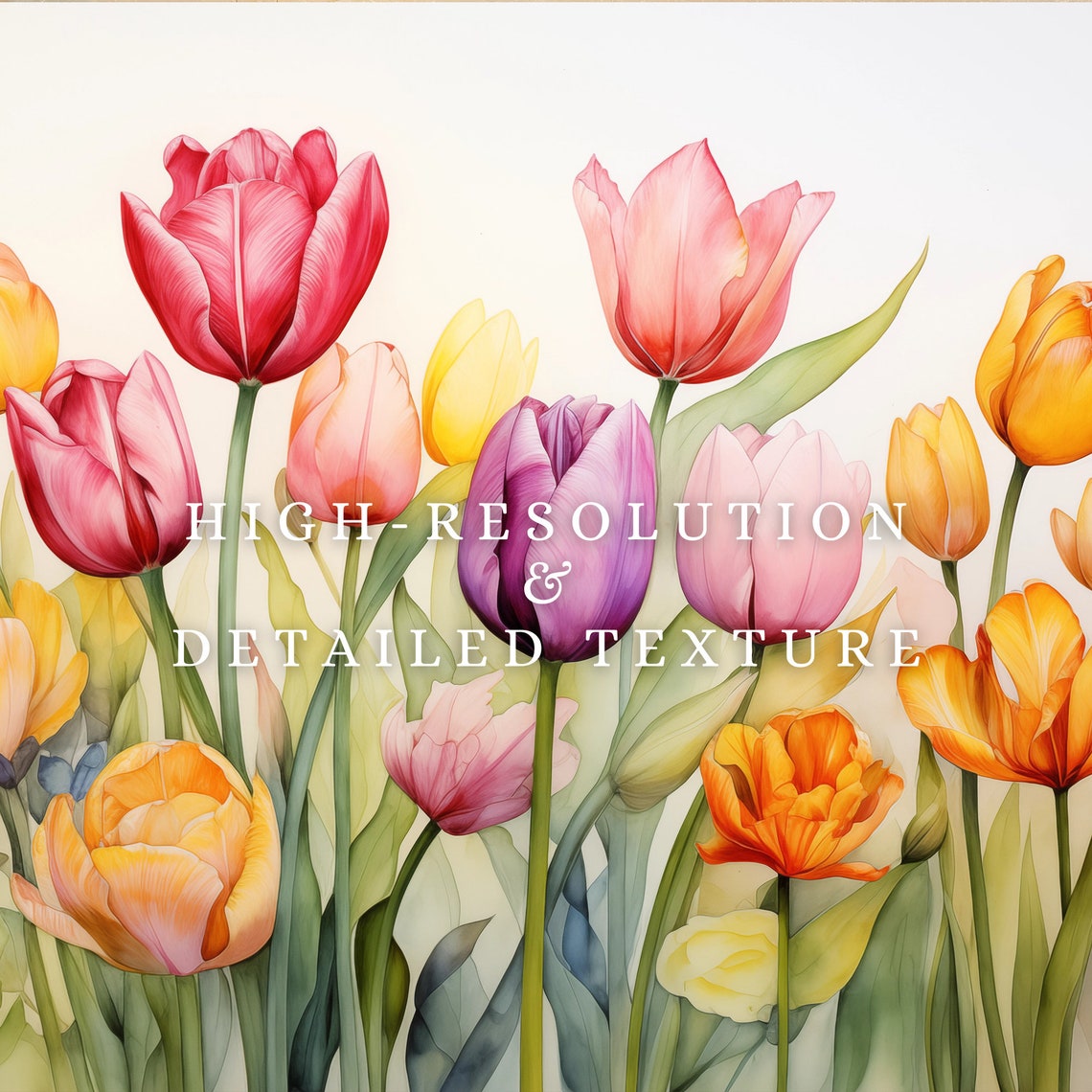 Frame Tv Art Spring Wildflower Field Oil Painting Country Floral Art Colorful Tulips Watercolor Tv Art - Image 2
