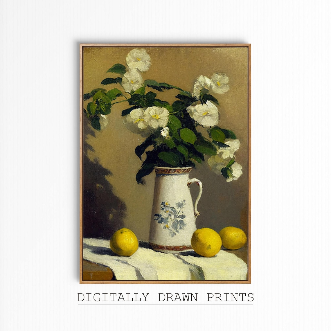 Vintage Kitchen Still Life with Flowers and Lemons