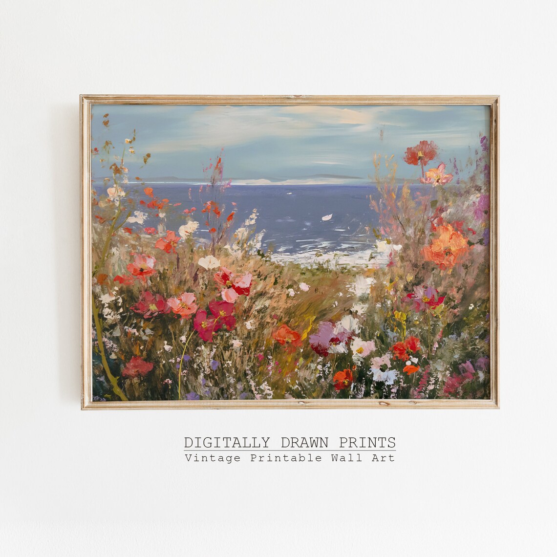 Abstract Wildflowers Landscape, Vintage Country Art Print
