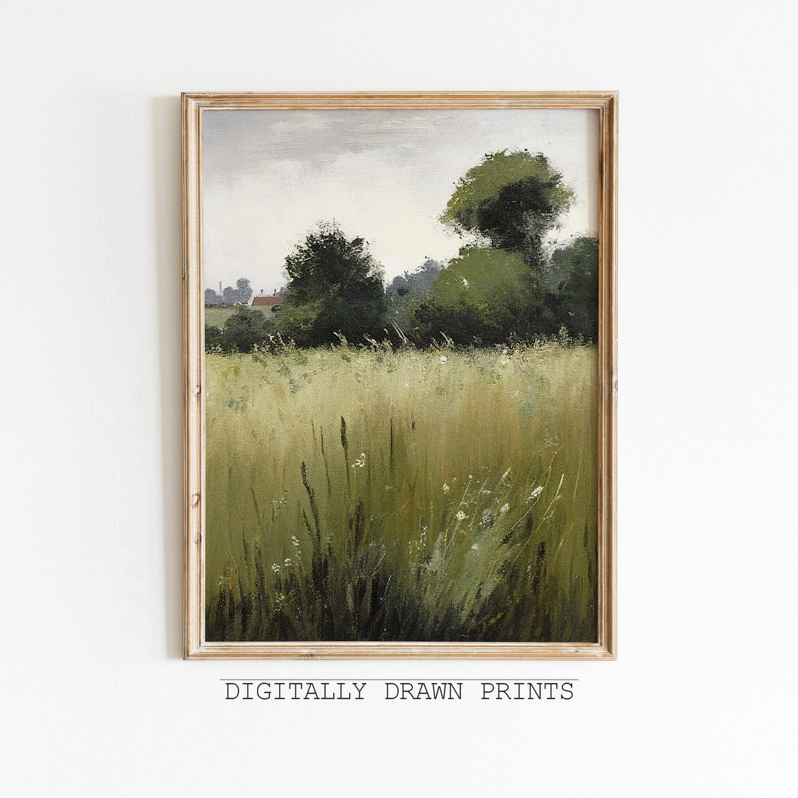 Field Landscape Oil Painting Vintage Farm House Country Field Landscape Oil Painting Art