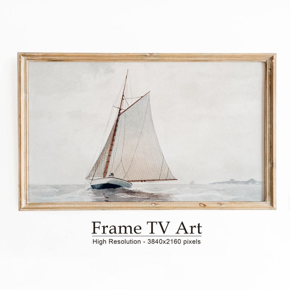 Summer Sailboat Vintage Watercolor Art Print