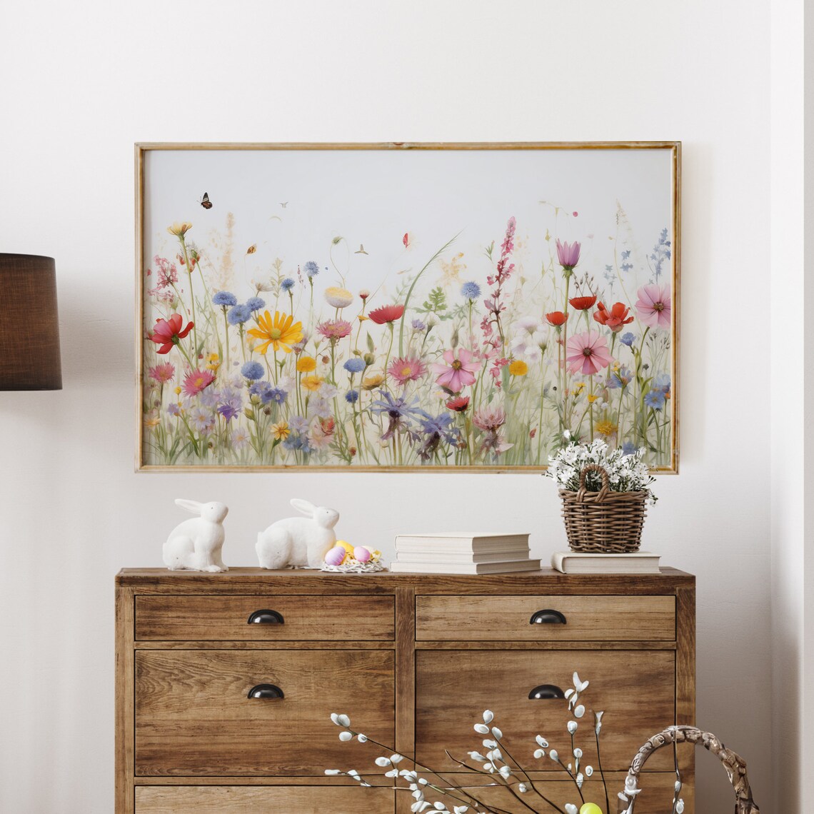 Spring Wildflower Field and Butterflies Art Print - Image 4