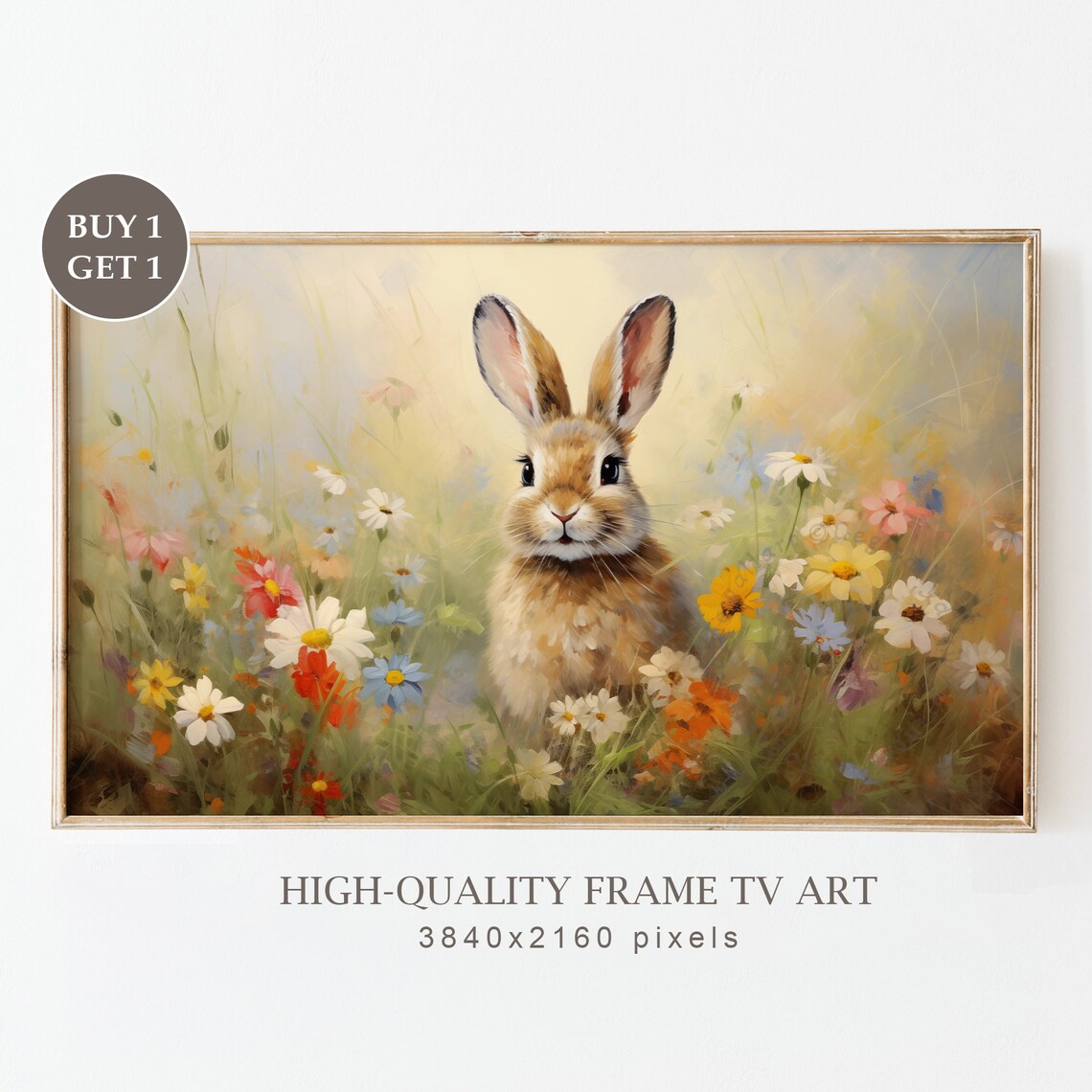 Easter Bunny Vintage Spring Farmhouse Art Print