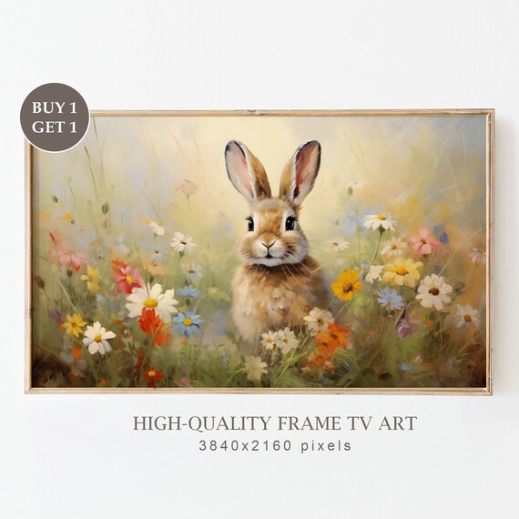 Easter Bunny Vintage Spring Farmhouse Art Print