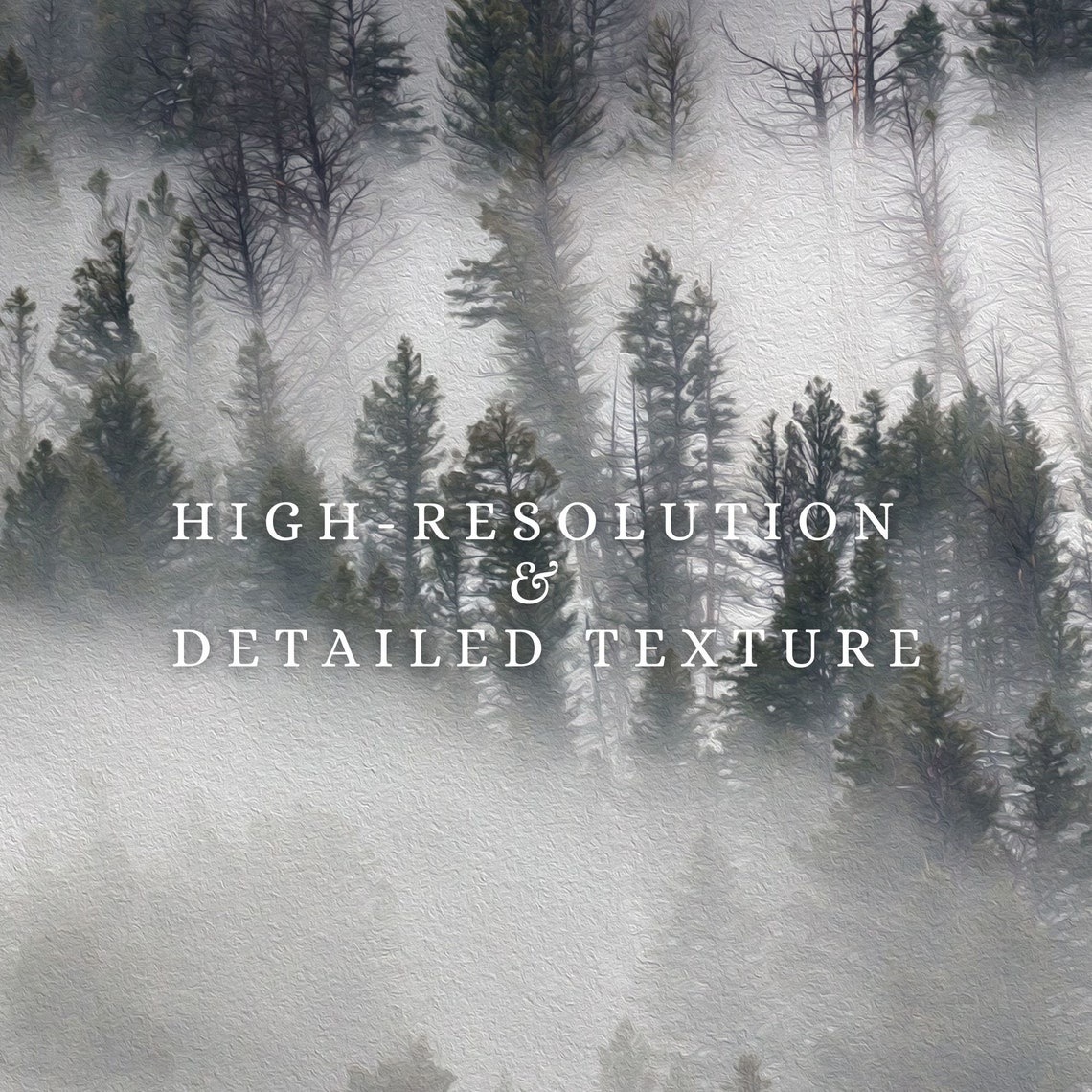 Misty Pine Forest Fog Neutral Winter Landscape Scene Art Poster - Image 2