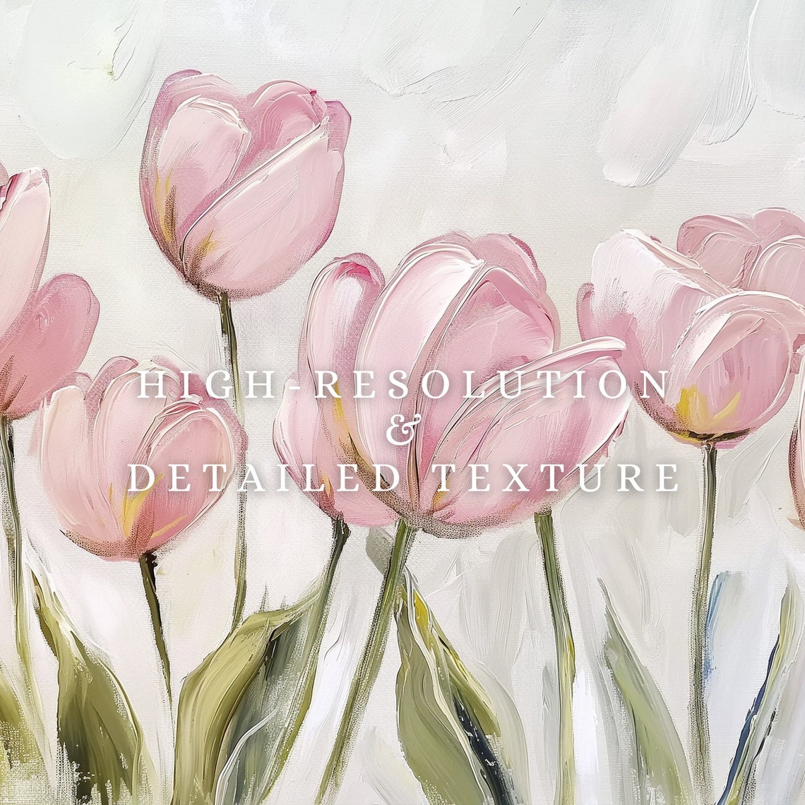 Pink Tulips on Cream Background Painterly Spring Floral Art Print - Image 2