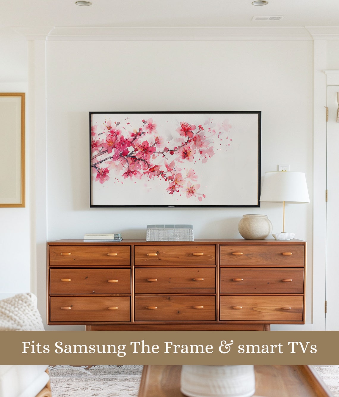 Watercolor Cherry Blossom Branches Pink Spring Floral Art Poster - Image 2