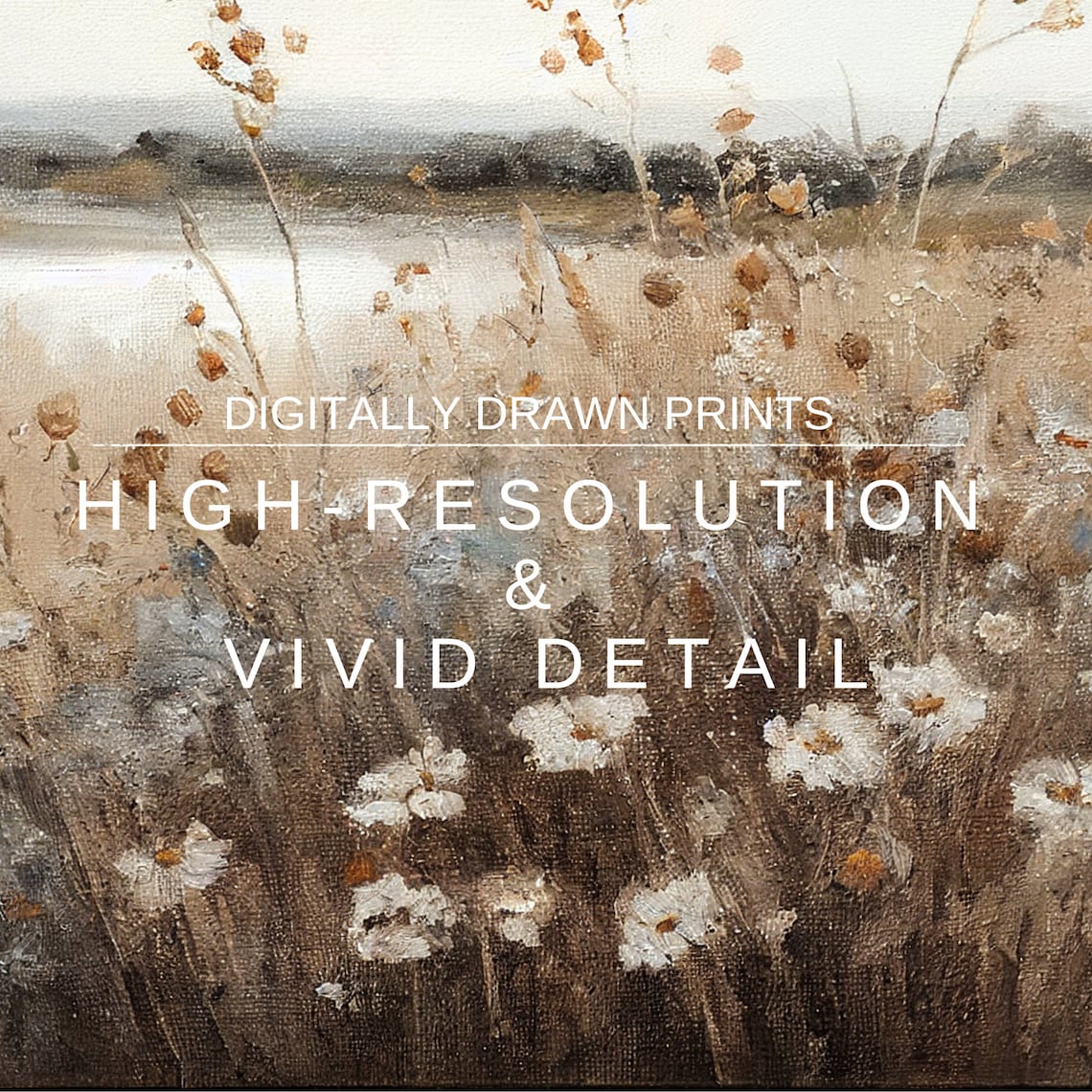 Wildflower Field Vintage Panoramic Landscape Art Print - Image 2