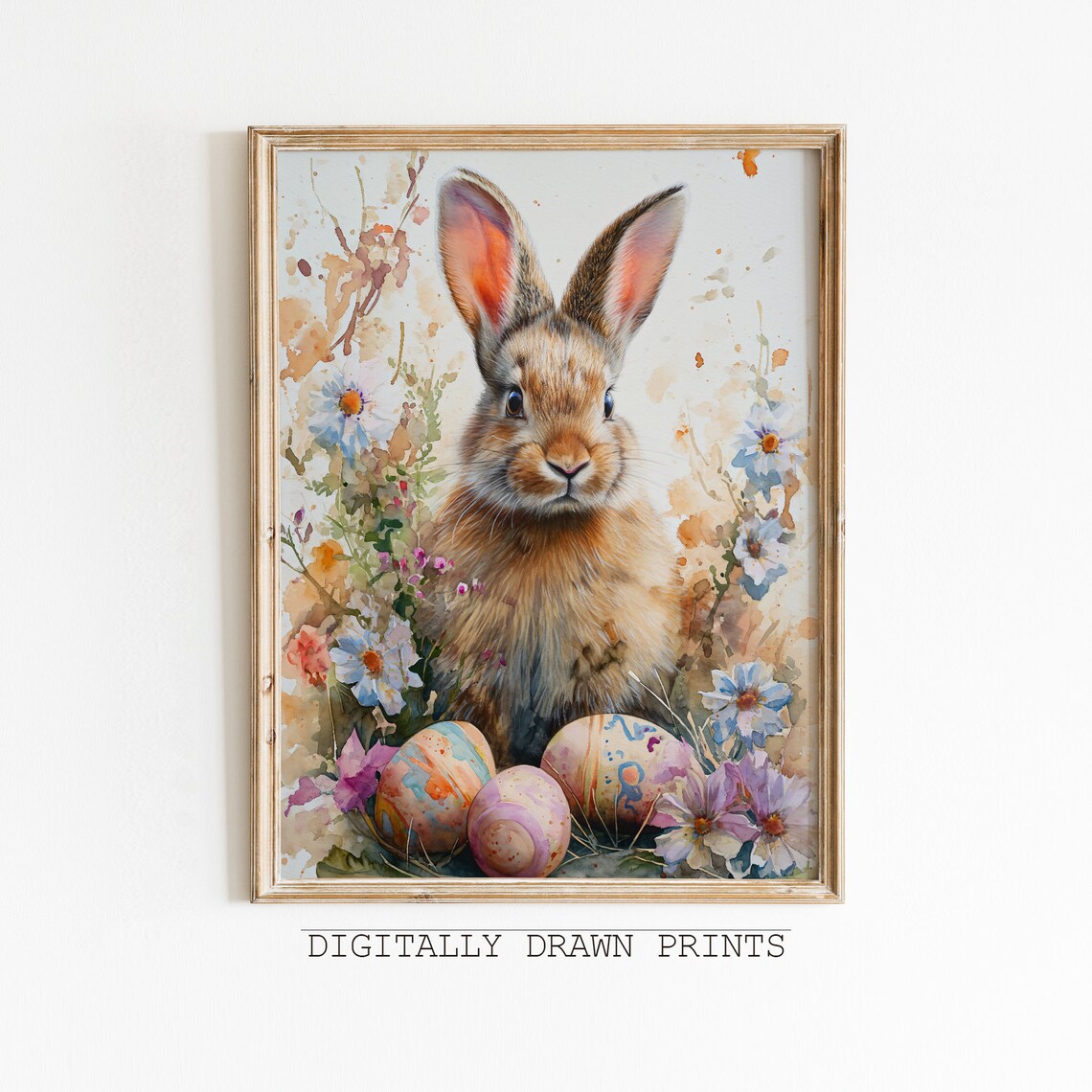 Easter Bunny Watercolor Art Print, Spring Decor