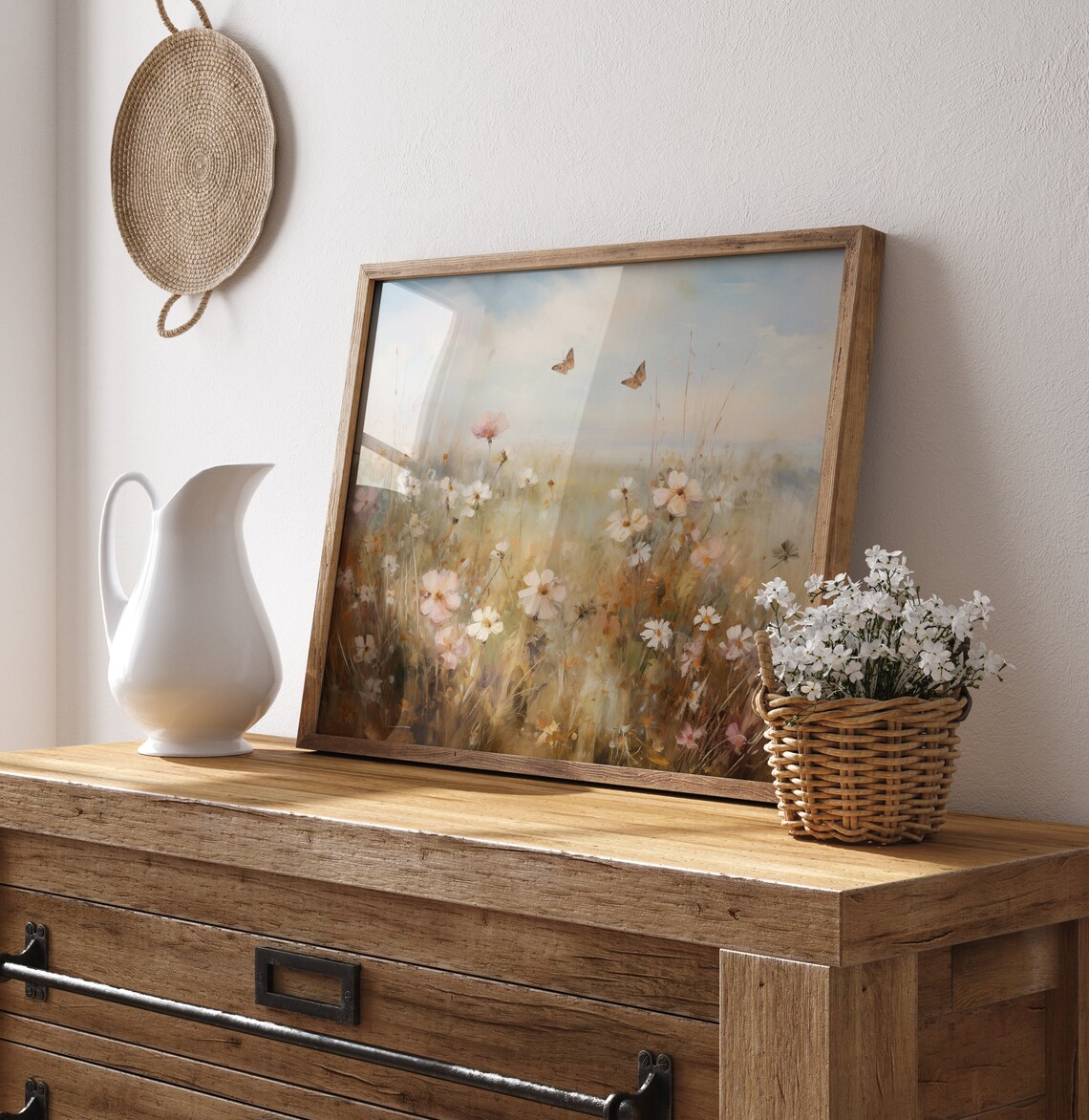 Wildflower Field Landscape Butterfly Vintage Art Print - Image 4