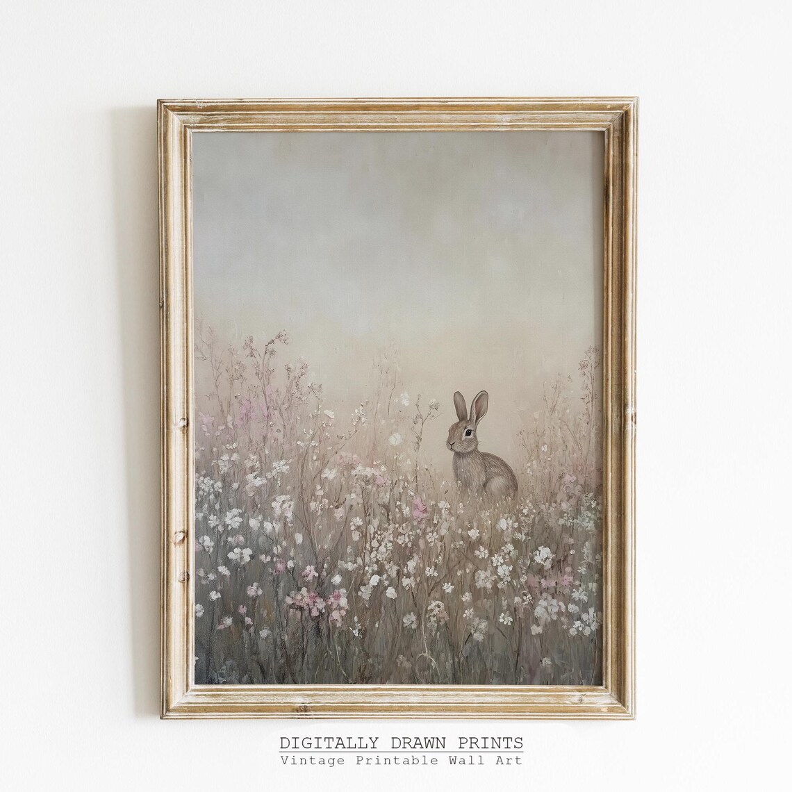 Vintage Easter Bunny Print, Neutral Spring Decor