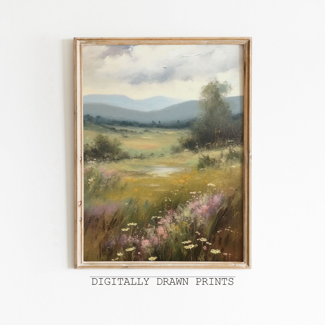 Wildflower Field Oil Painting Country Wall Art Print