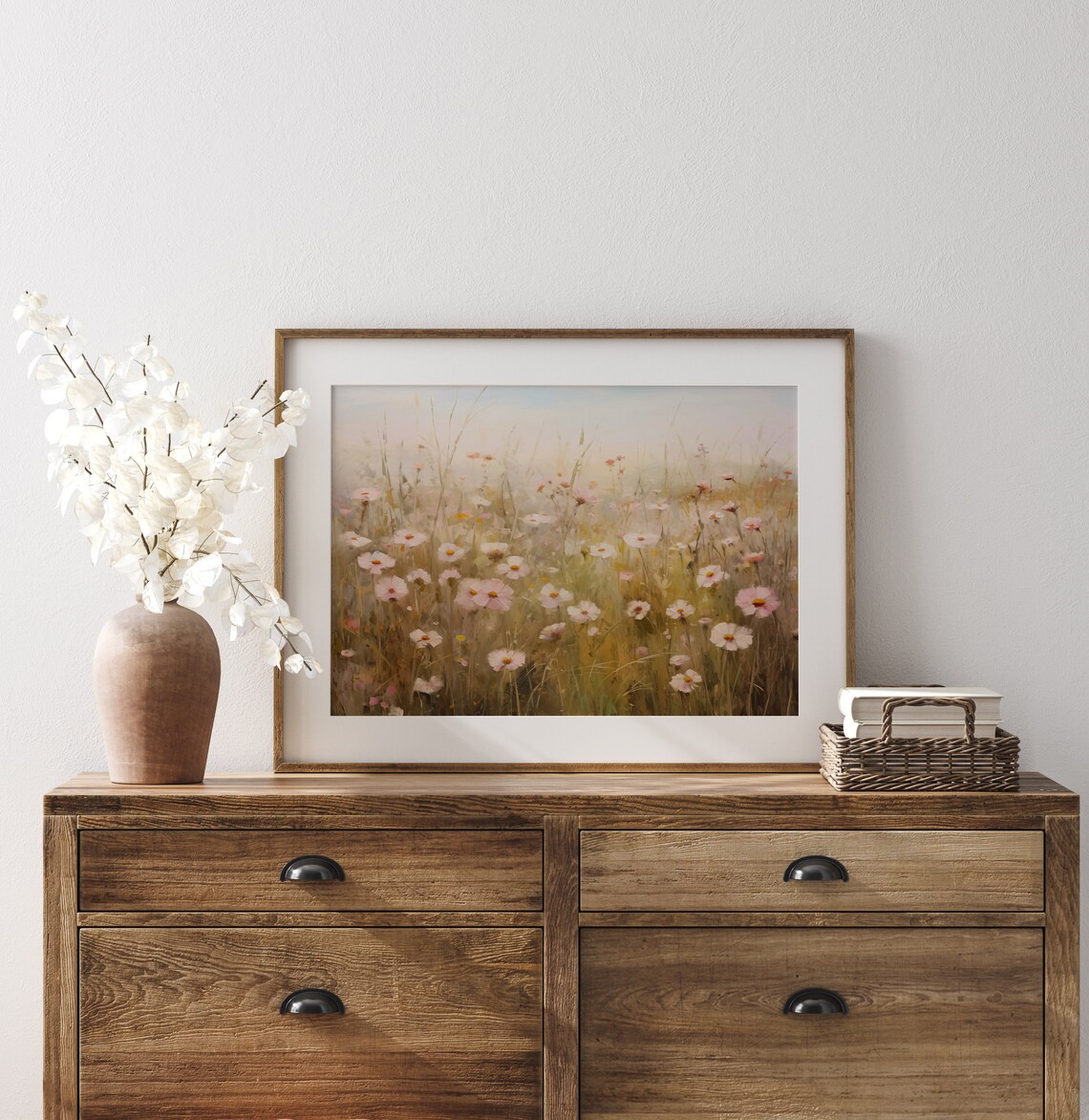 Vintage Wildflower Field Landscape, Spring Art Print - Image 4