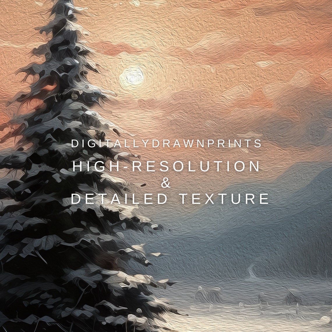 Winder Moody Landscape Tv Frame Art Landscape Oil Painting Winter Decor Vintage Winter Tv Art Seasonal Christmas Decor - Image 2