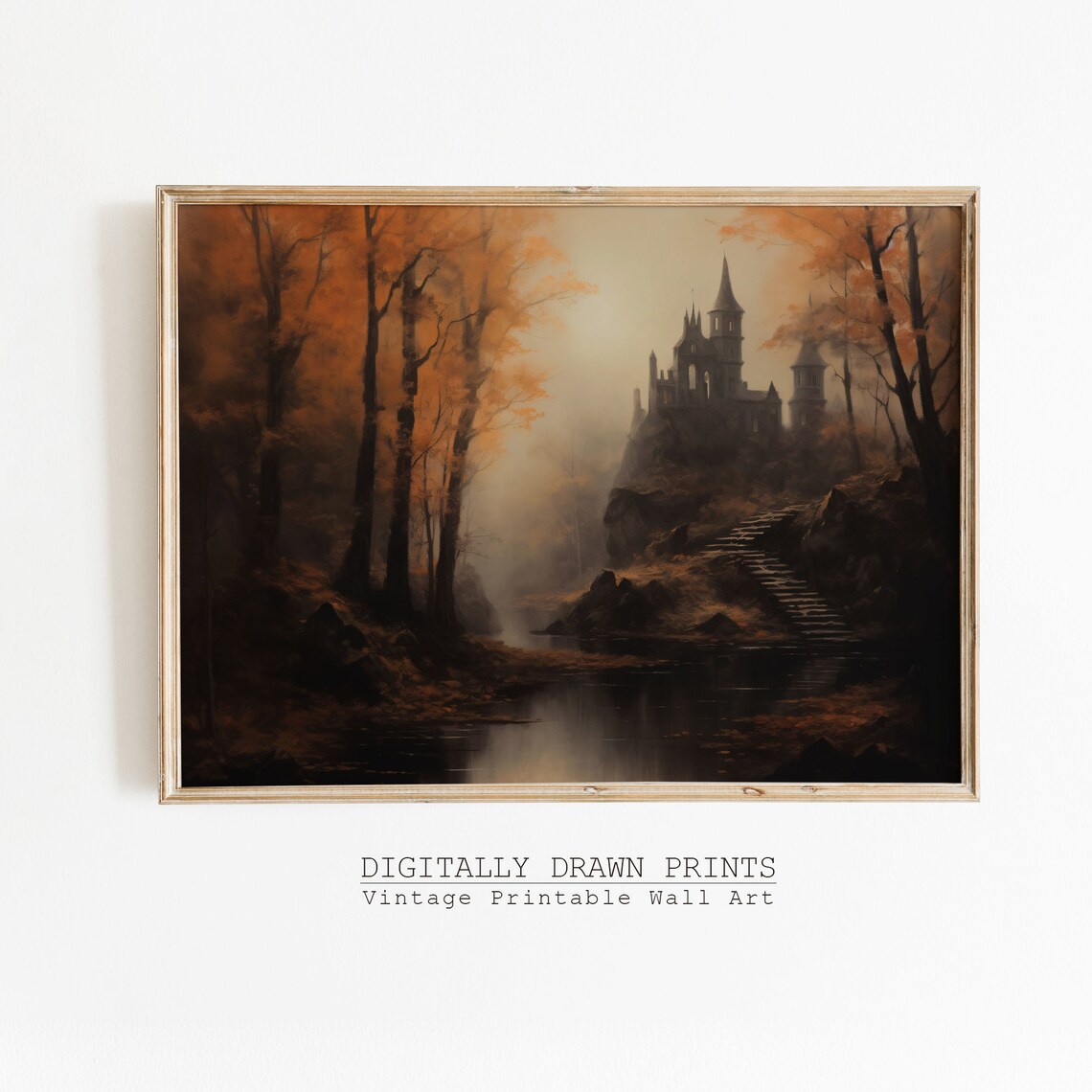 Halloween Haunted Castle Vintage Art Print