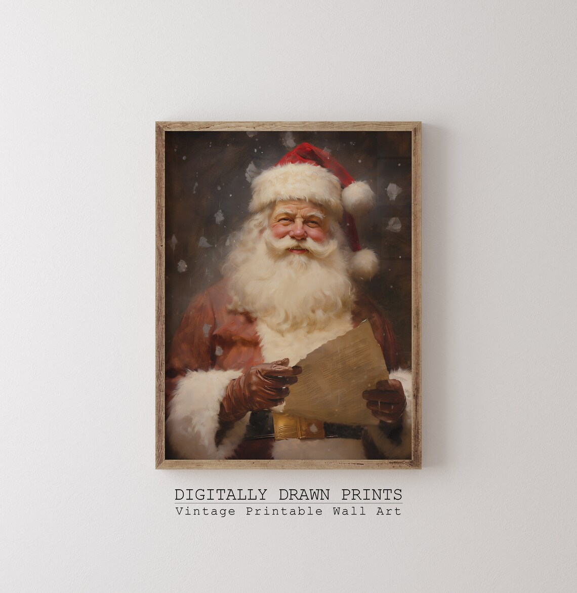 Vintage Christmas Santa Reading His Gift List Print - Image 2