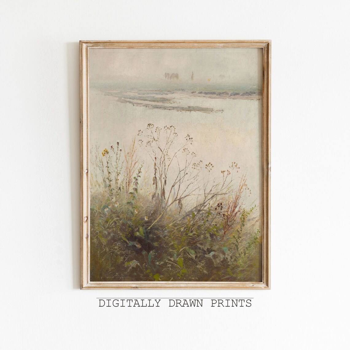 Vintage Botanical Wildflower Art Print, Muted Country Decor