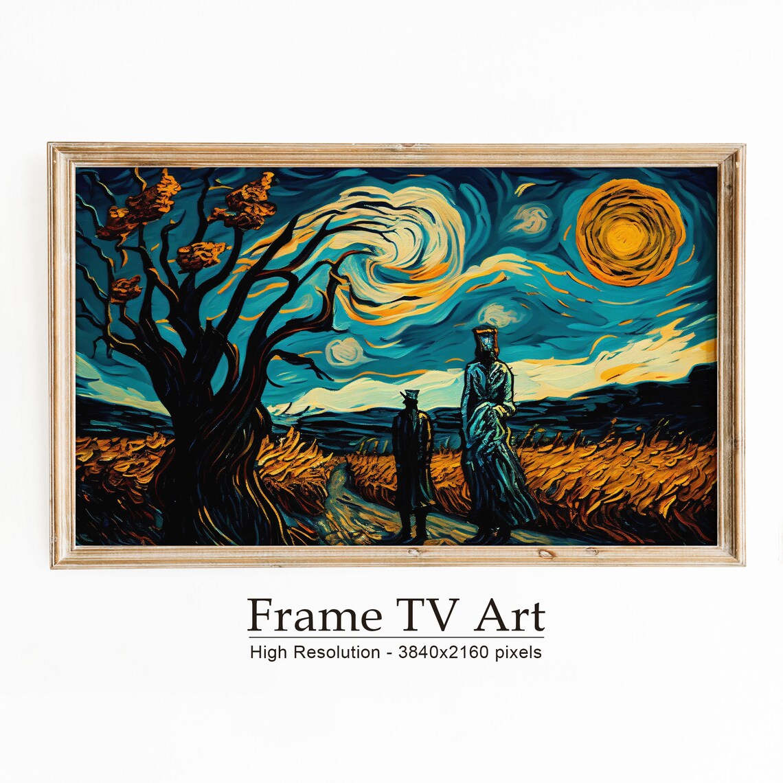 Van Gogh Inspired Starry Night Halloween Figures Swirling Sky Spooky Poster