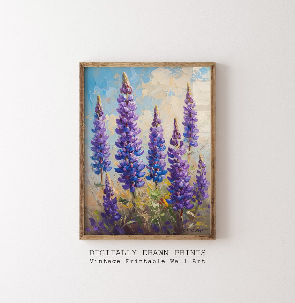 Wildflower Field Landscape Purple Lupine Art Print - Image 2