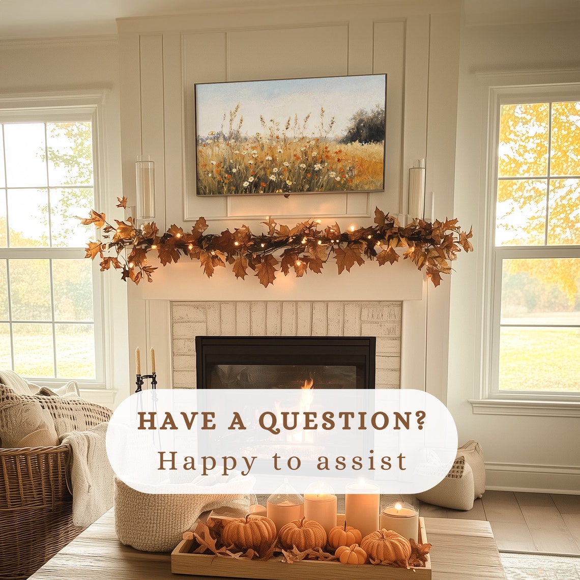 Frame Tv Art Vintage Autumn Painting Vintage Fall Decor Country Landscape Painting Fall Landscape Tv Art Field Of Flowers Tv Art - Image 3