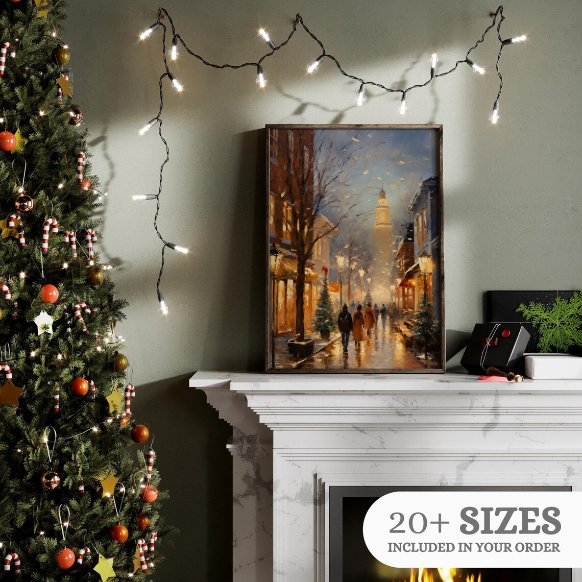 Vintage Christmas City Landscape Art Print - Image 3