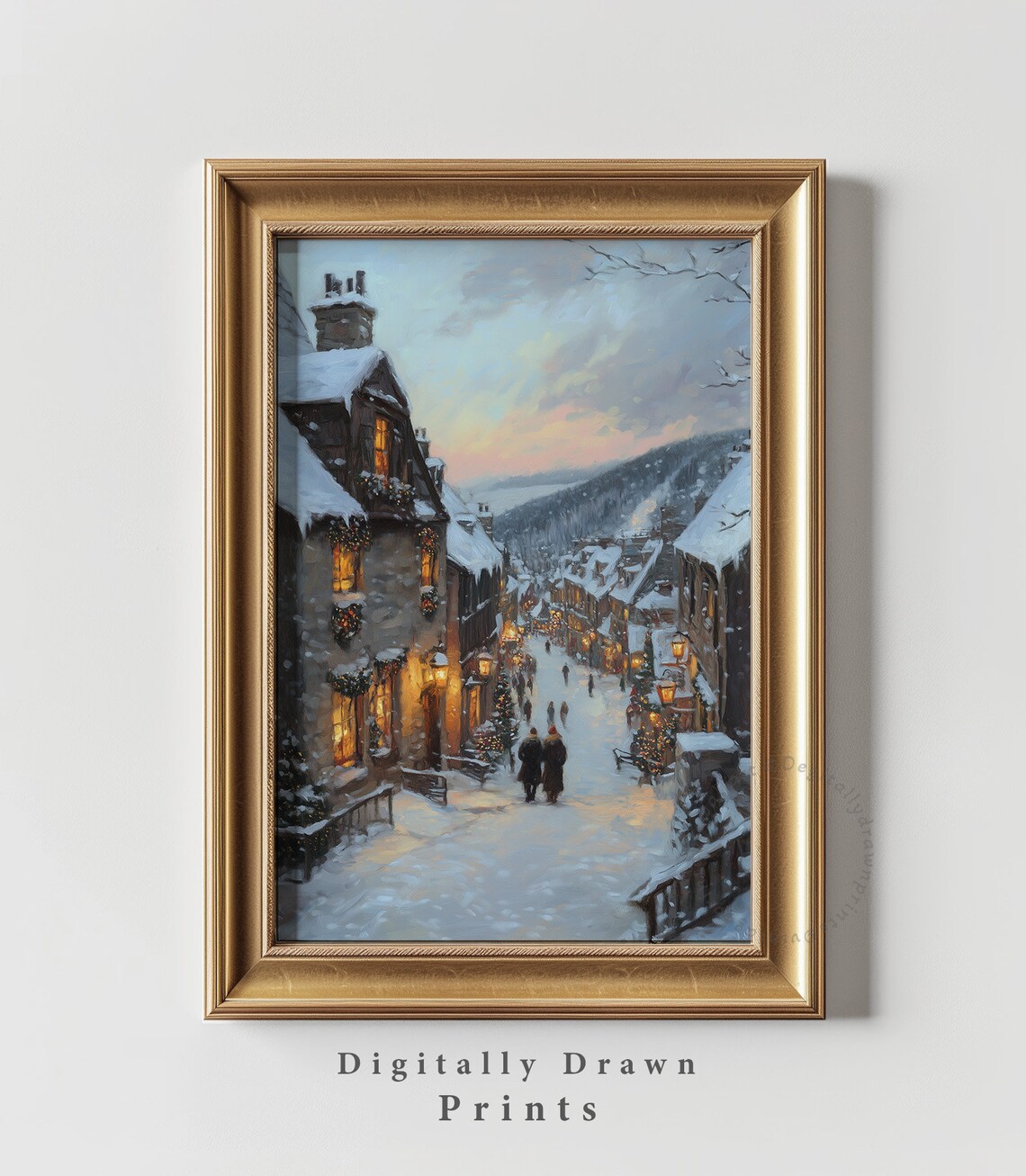 Vintage Christmas Moody Winter Oil Painting Art Print - Image 3