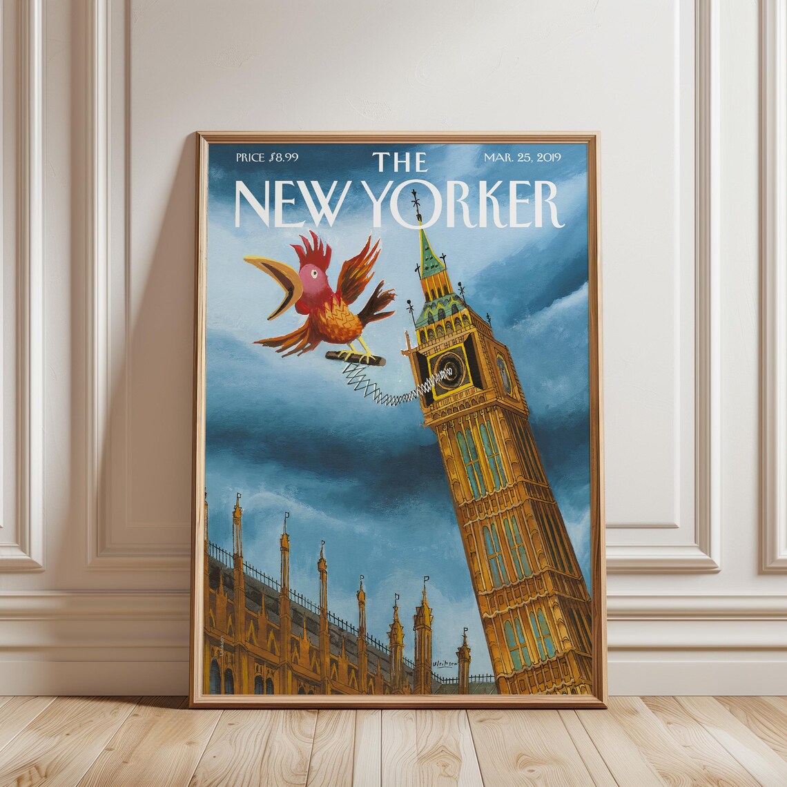 The New Yorker Big Ben London Bird Magazine Cover Vintage Wall Art