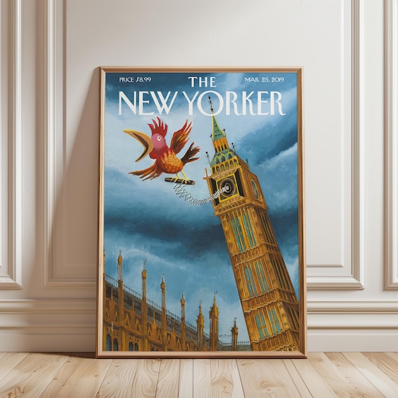 The New Yorker Big Ben London Bird Magazine Cover Vintage Wall Art