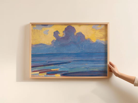 Piet Mondrian By The Sea Vintage Art Print Restored Museum Artwork