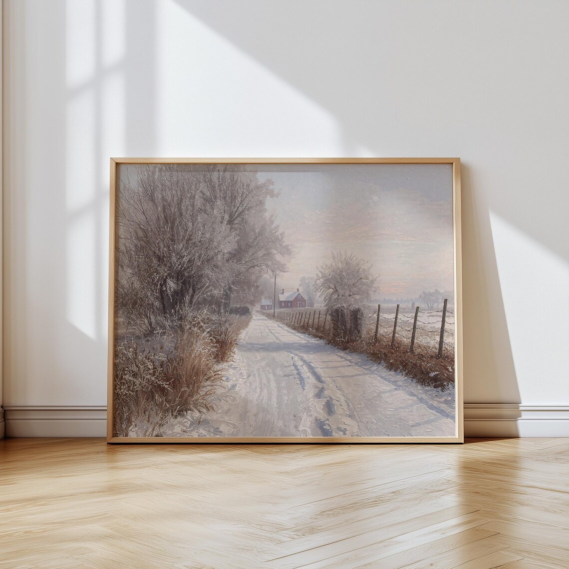 Vintage Winter Landscape Snowy Country Countryside Lane Poster