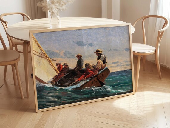 Winslow Homer The Flirt Sailboat Men At Sea Vintage Art Poster