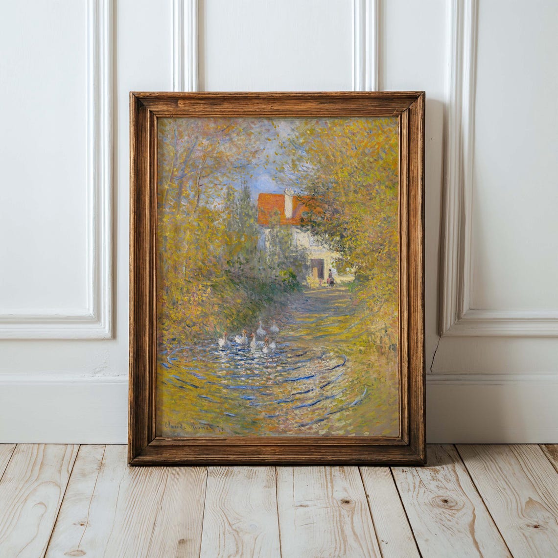 Claude Monet The Geese Autumn Path White Geese Vintage Art Poster