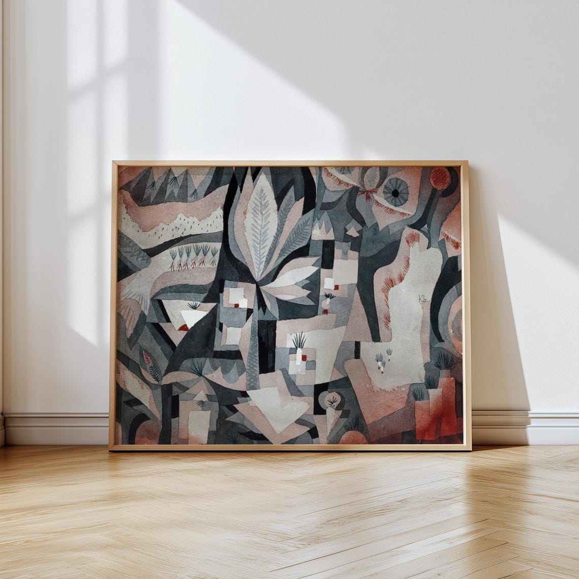 Abstract Botanical Garden Watercolor Print Modernist Geometric Art