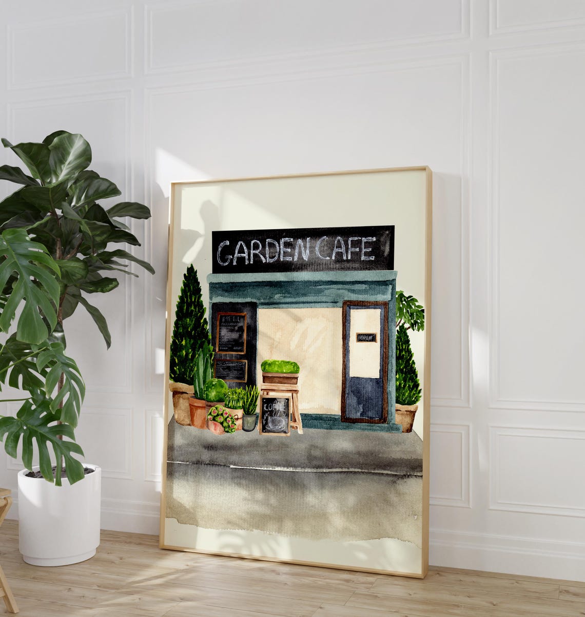 Garden Cafe Art Plant Watercolor Garden Wall Art Watercolor Painting Gardener Gifts Plant Art Print - Image 2